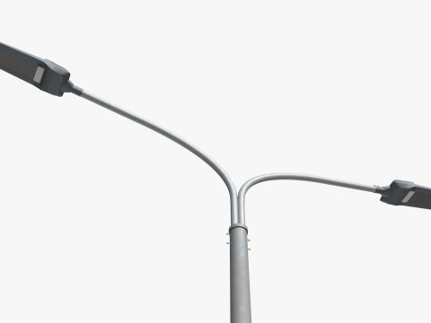 Double Arm LED Road Lighting Pole 3D Model