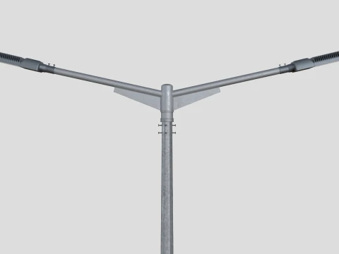 T-Shaped Double Arm Road LED Lighting Pole 3D Model