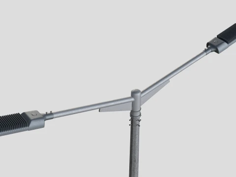 T-Shaped Double Arm Road LED Lighting Pole 3D Model