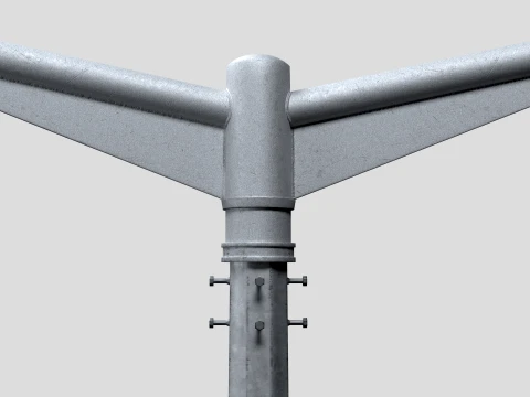 T-Shaped Double Arm Road LED Lighting Pole 3D Model