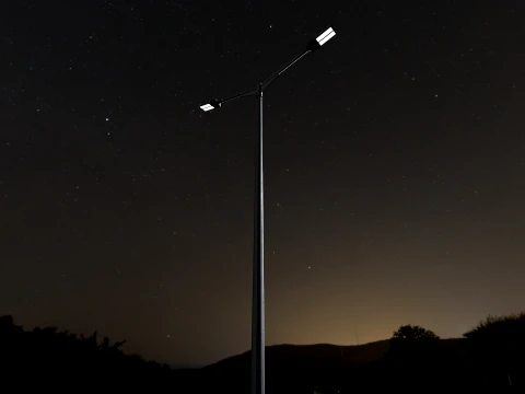 T-Shaped Double Arm Road LED Lighting Pole 3D Model