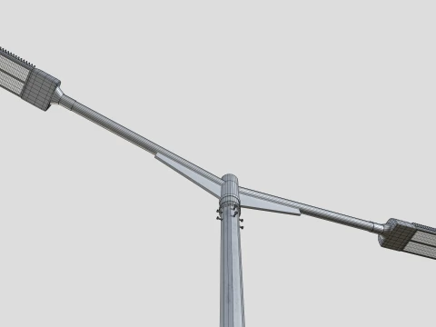 T-Shaped Double Arm Road LED Lighting Pole 3D Model