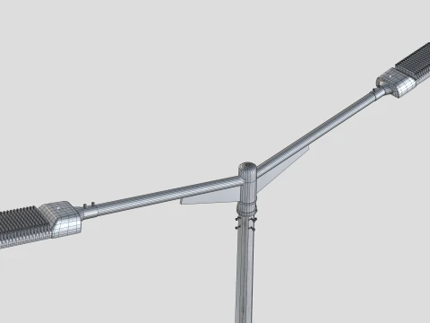 T-Shaped Double Arm Road LED Lighting Pole 3D Model