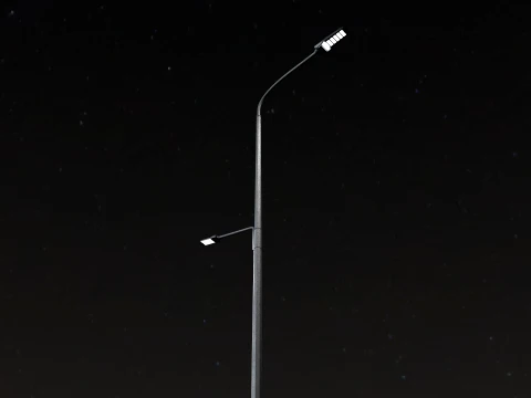 Dual Height Road LED Lighting Pole 3D Model
