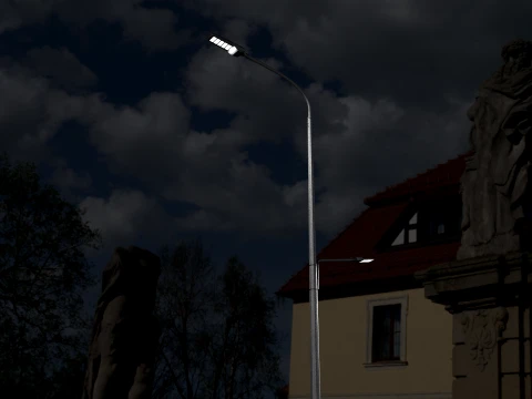 Dual Height Road LED Lighting Pole 3D Model