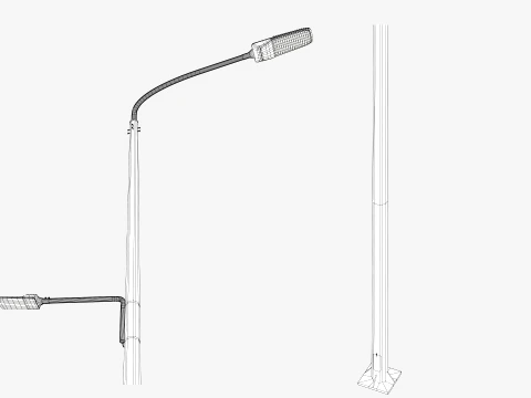 Dual Height Road LED Lighting Pole 3D Model