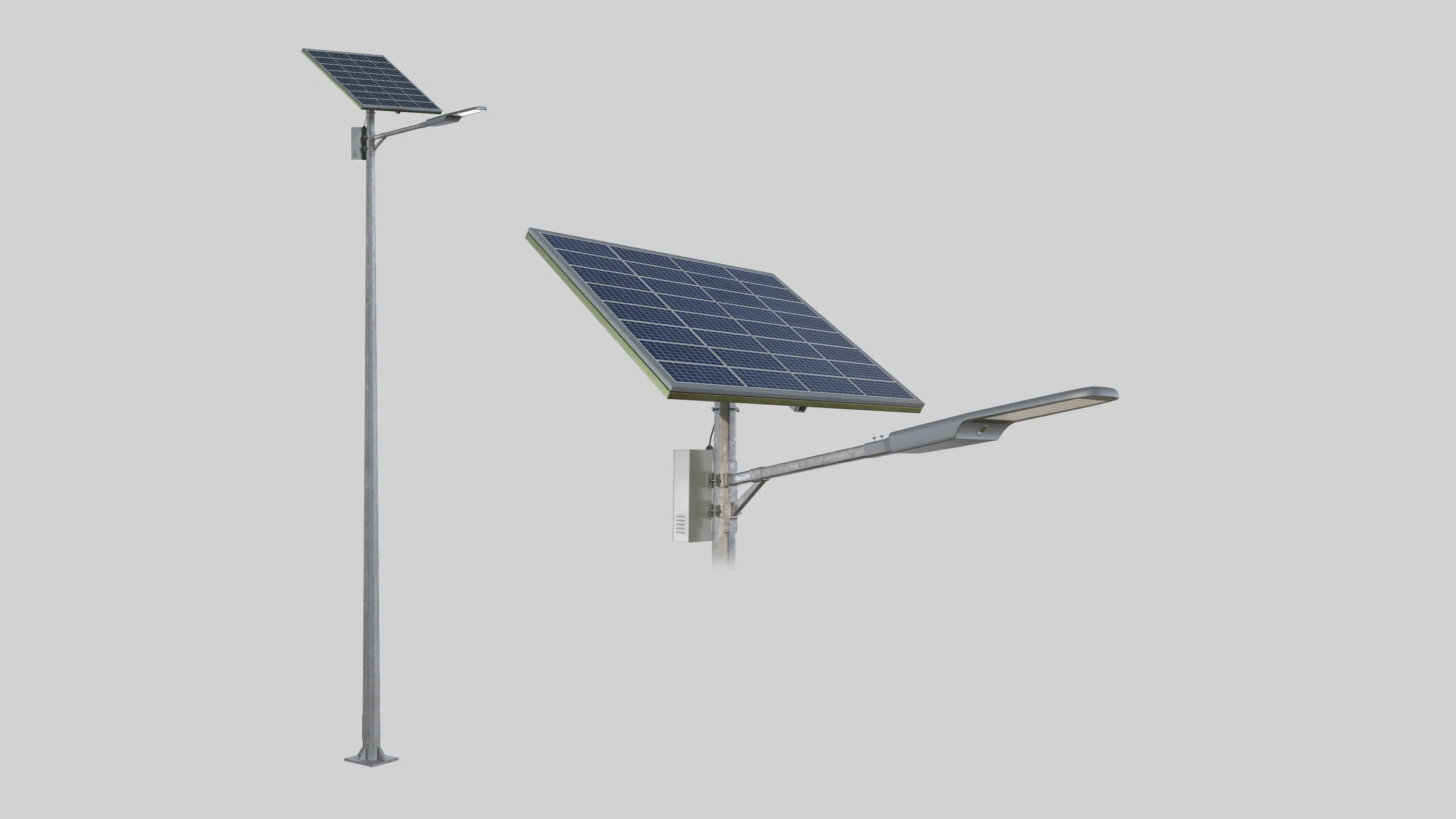Solar Powered LED Street Lighting Pole 3D Model .c4d .max .obj .3ds .fbx .stl .blend 