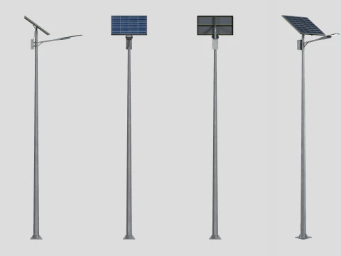 Solar Powered LED Street Lighting Pole 3D Model