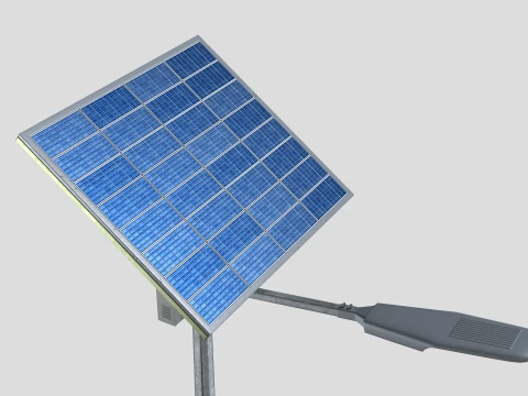 Solar Powered LED Street Lighting Pole 3D Model