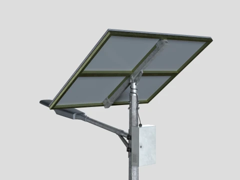 Solar Powered LED Street Lighting Pole 3D Model