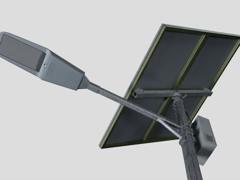Solar Powered LED Street Lighting Pole 3D Model