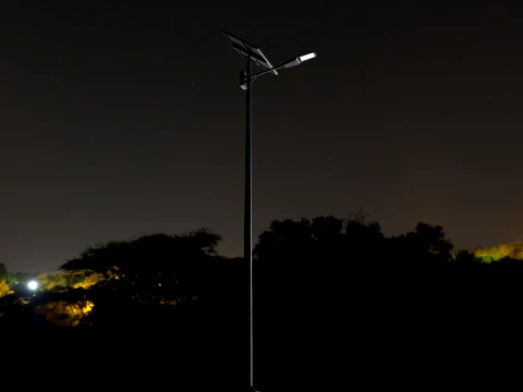 Solar Powered LED Street Lighting Pole 3D Model