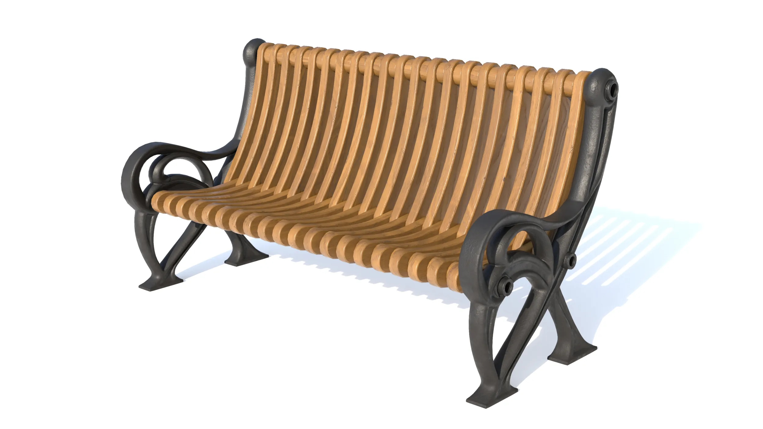 Ornamental Cast Iron Park Bench 3D Model .c4d .max .obj .3ds .fbx .stl .blend 