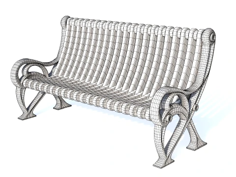 Ornamental Cast Iron Park Bench 3D Model