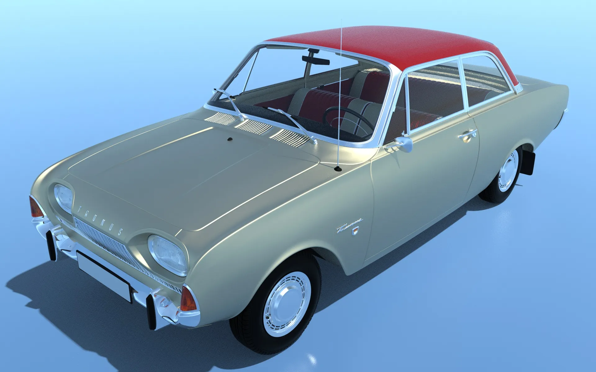 1963 Forde Taunus p3 17m super 3D Model .c4d .max .obj .3ds .fbx .stl .blend