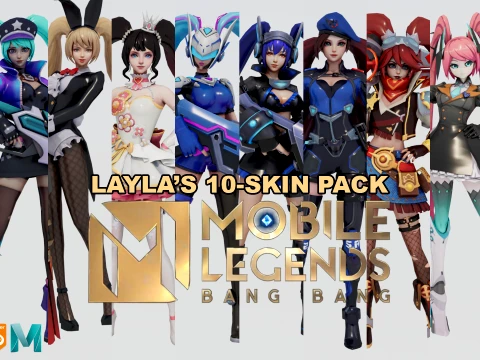 LAYLA 10-SKIN PACK - MOBILE LEGENDS BANG BANG 3D Model