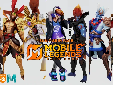 SUN 7-SKIN PACK - MOBILE LEGENDS BANG BANG 3D Model
