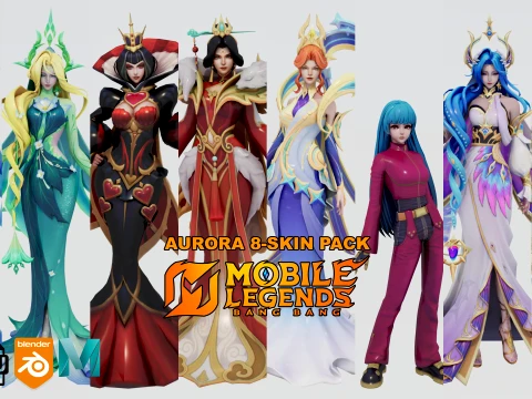 AURORA 8-SKIN PACK MOBILE LEGENDS BANG BANG 3D Model