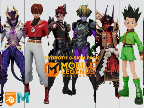 DYRROTH 8-SKIN PACK - MOBILE LEGENDS BANG BANG 3D Model