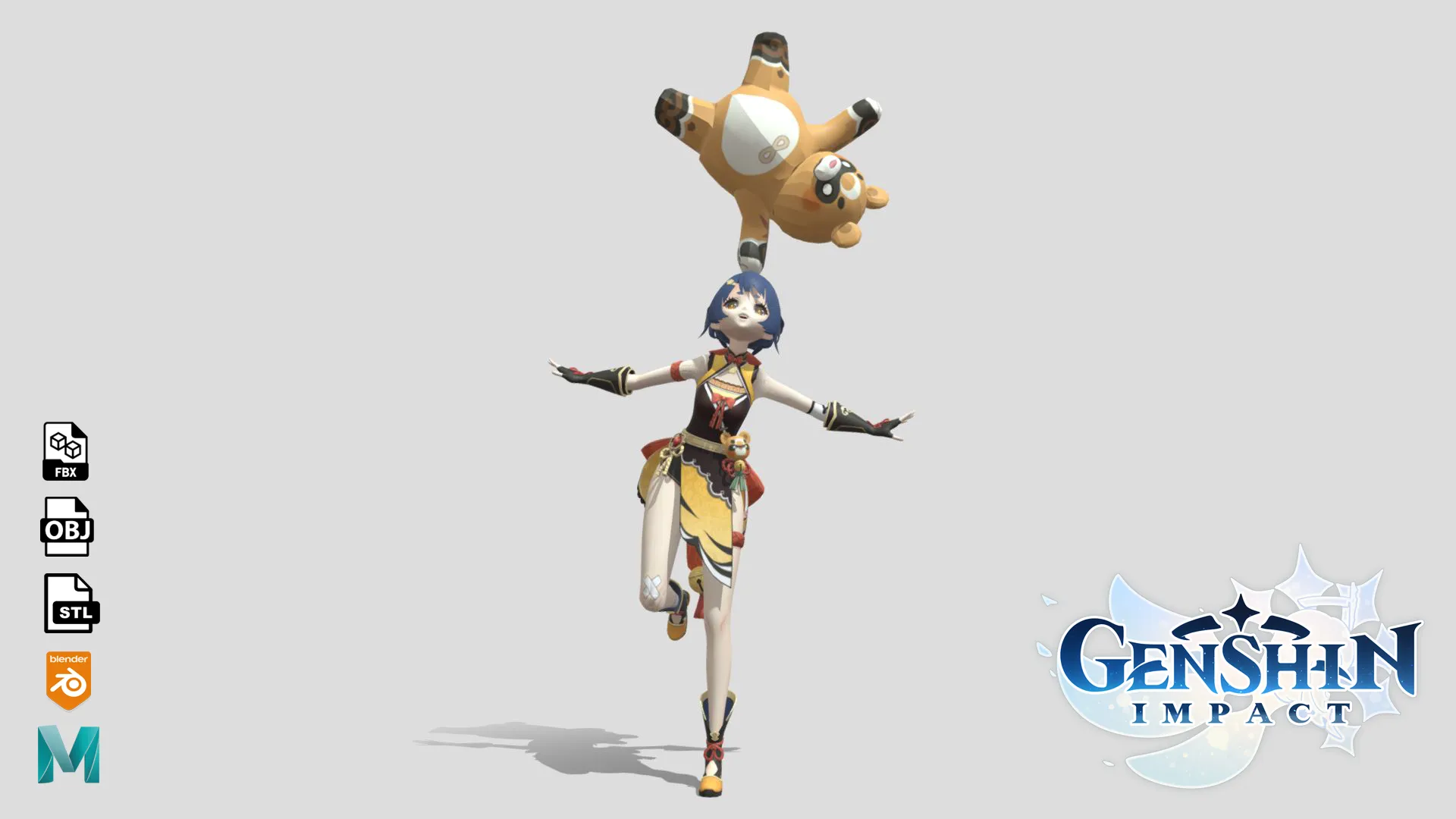 Xiangling - Genshin Impact 3D Model .c4d .max .obj .3ds .fbx .stl .blend 