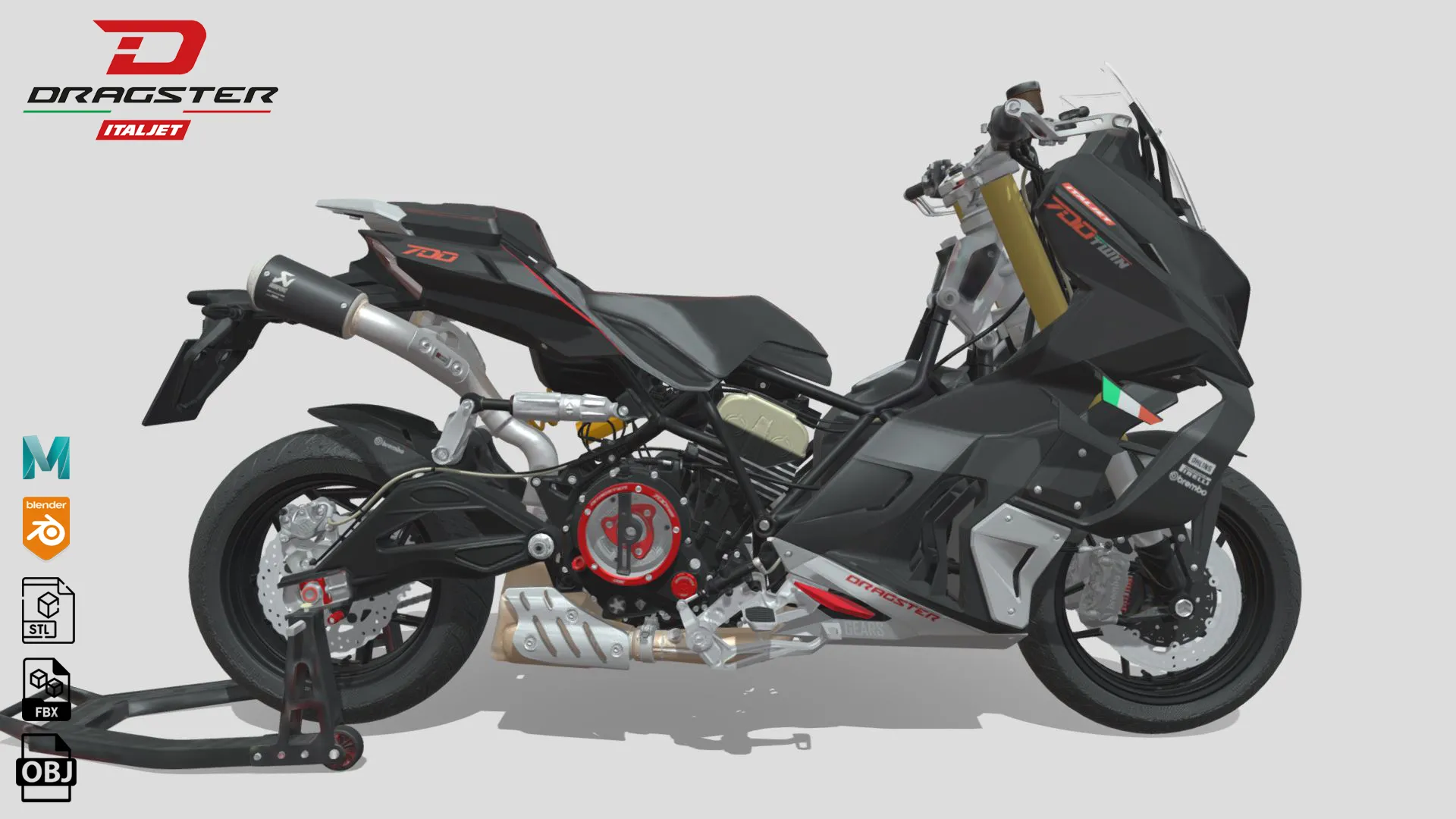 Italjet Dragster 700 Twin - 2024 3D Model .c4d .max .obj .3ds .fbx .stl .blend 