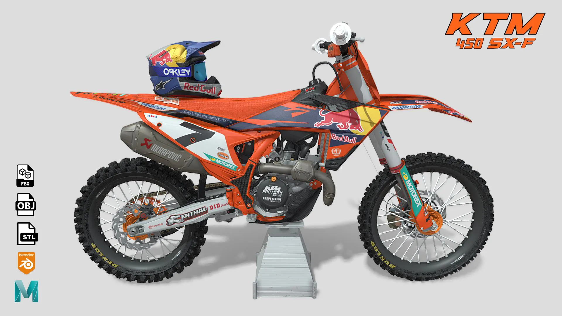KTM 450 SX-F Factory Edition 3D Model .c4d .max .obj .3ds .fbx .stl .blend 