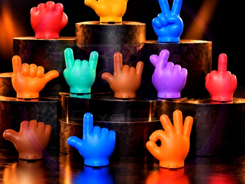 Cartoon Hand Gesture Keychain Mini Ornament Set STL 3D Druckmodell