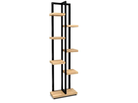 Loft Style Metal Bookshelf with Oak Wood Shelves 3D Model
