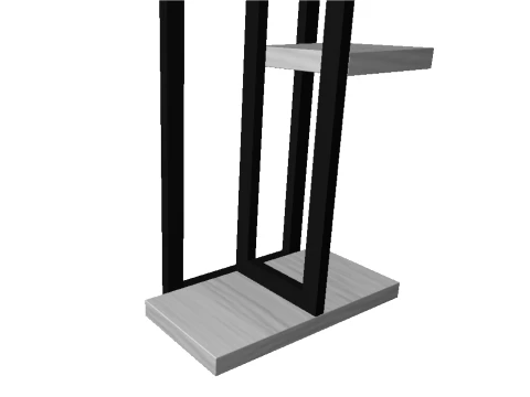 Loft Style Metal Bookshelf with Oak Wood Shelves 3D Model