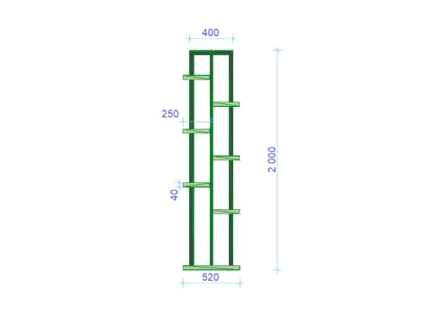 Loft Style Metal Bookshelf with Oak Wood Shelves 3D Model