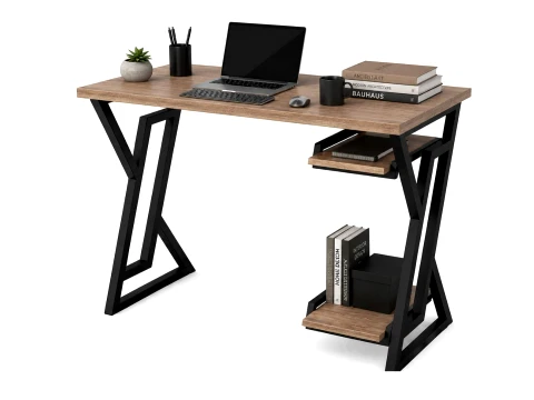 Modern Industrial Office Desk with Shelves 3D Model