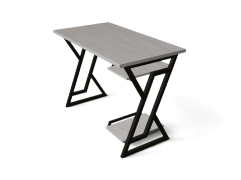 Modern Industrial Office Desk with Shelves 3D Model