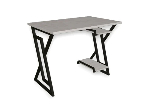 Modern Industrial Office Desk with Shelves 3D Model