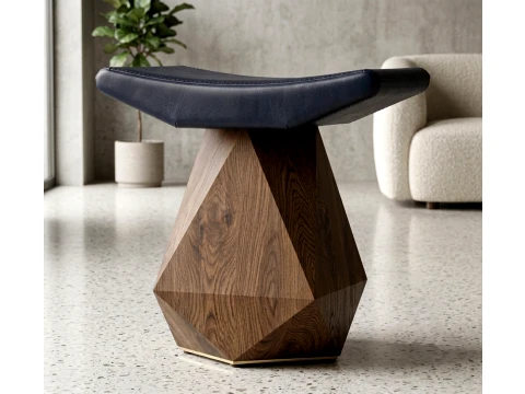 Facet Wooden Stool Manufacturing Drawings 3D Model