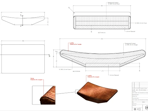 Facet Wooden Stool Manufacturing Drawings 3D Model