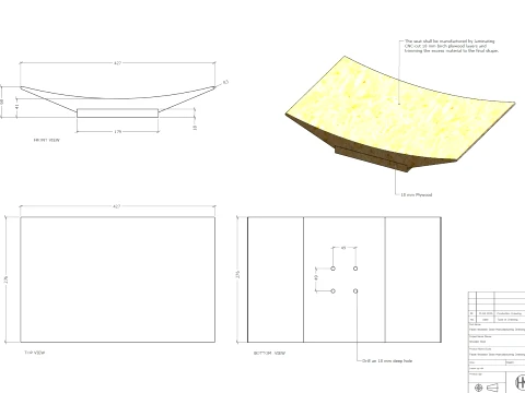 Facet Wooden Stool Manufacturing Drawings 3D Model