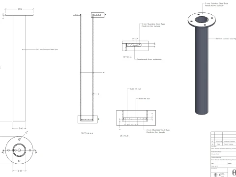 Facet Wooden Stool Manufacturing Drawings 3D Model