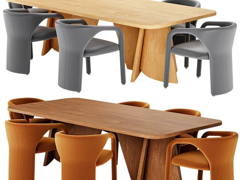 Aimee chair and Zaho wood table by Baxter Modèle 3D