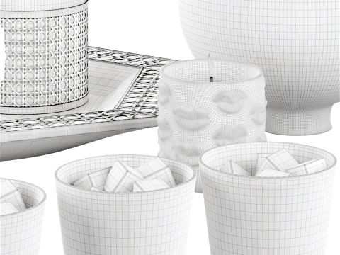 Jonathan Adler Basketweave Barware Decor Set 3D Model