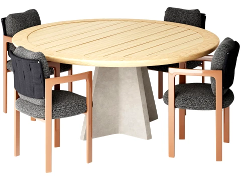 Giulietta Cord Chairs and Bezier Table Outdoor 3D Model