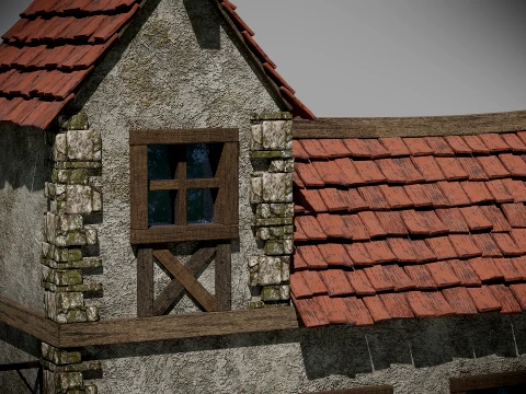 Medieval Castle Inn Tavern - Realistic Detailed PBR Building 3D Model