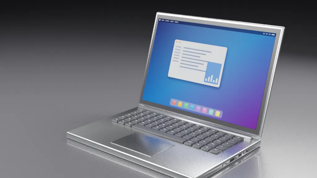 Modern Aluminum Laptop - Notebook Computer 3D Model .c4d .max .obj .3ds .fbx .stl .blend 