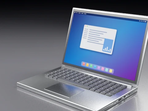 Modern Aluminum Laptop - Notebook Computer 3D Model