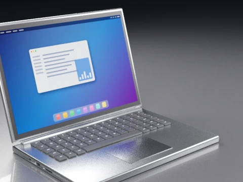 Modern Aluminum Laptop - Notebook Computer 3D Model