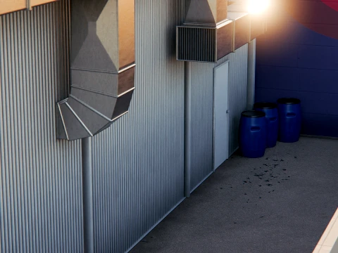 AUTOMOTIVE ENVIRONMENT - MIAMI BACKLOT - BLENDER OPTMIZED SCENE 3D Model