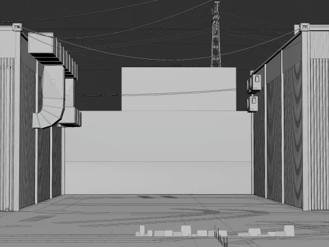 AUTOMOTIVE ENVIRONMENT - MIAMI BACKLOT - BLENDER OPTMIZED SCENE 3D Model