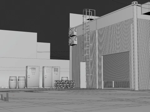 AUTOMOTIVE ENVIRONMENT - MIAMI BACKLOT - BLENDER OPTMIZED SCENE 3D Model
