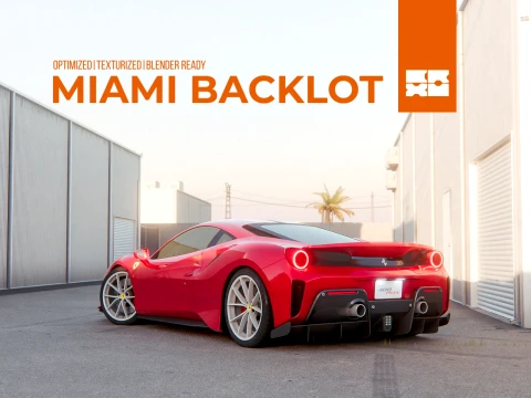 AUTOMOTIVE ENVIRONMENT - MIAMI BACKLOT - BLENDER OPTMIZED SCENE 3D Model
