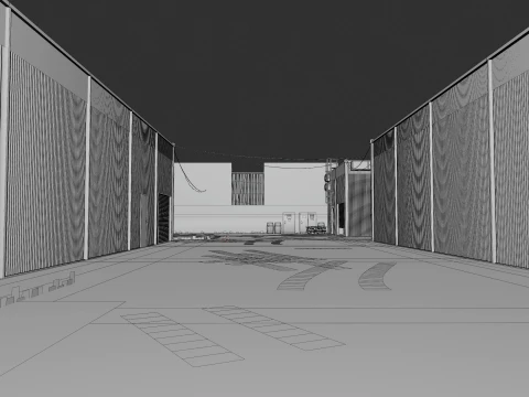 AUTOMOTIVE ENVIRONMENT - MIAMI BACKLOT - BLENDER OPTMIZED SCENE 3D Model