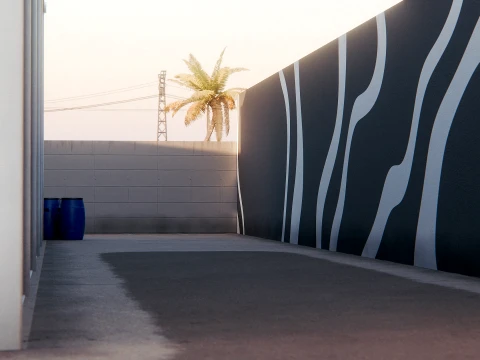 AUTOMOTIVE ENVIRONMENT - MIAMI BACKLOT - BLENDER OPTMIZED SCENE 3D Model